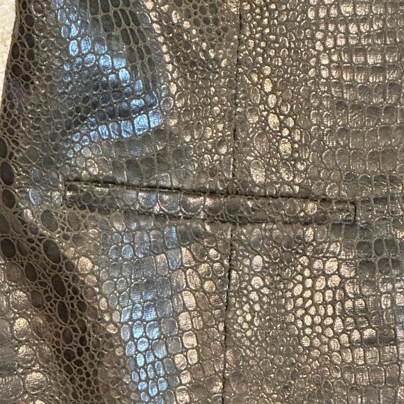 Chico’s Crocodile Embossed Brown Faux Leather Jacket - Picture 8 of 9